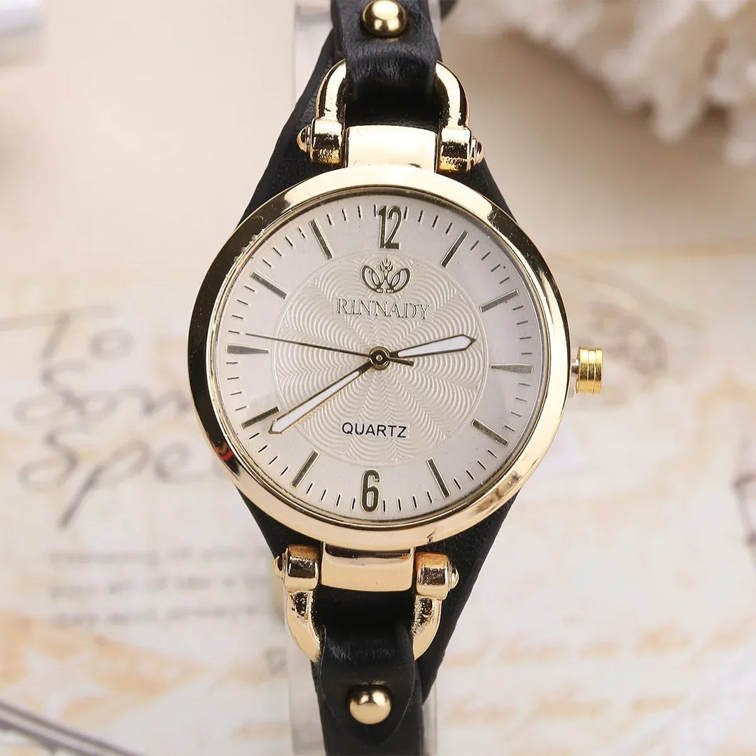 Women's Gold-Tone Watch – Vegan Leather Strap Dress Timepiece – view 8