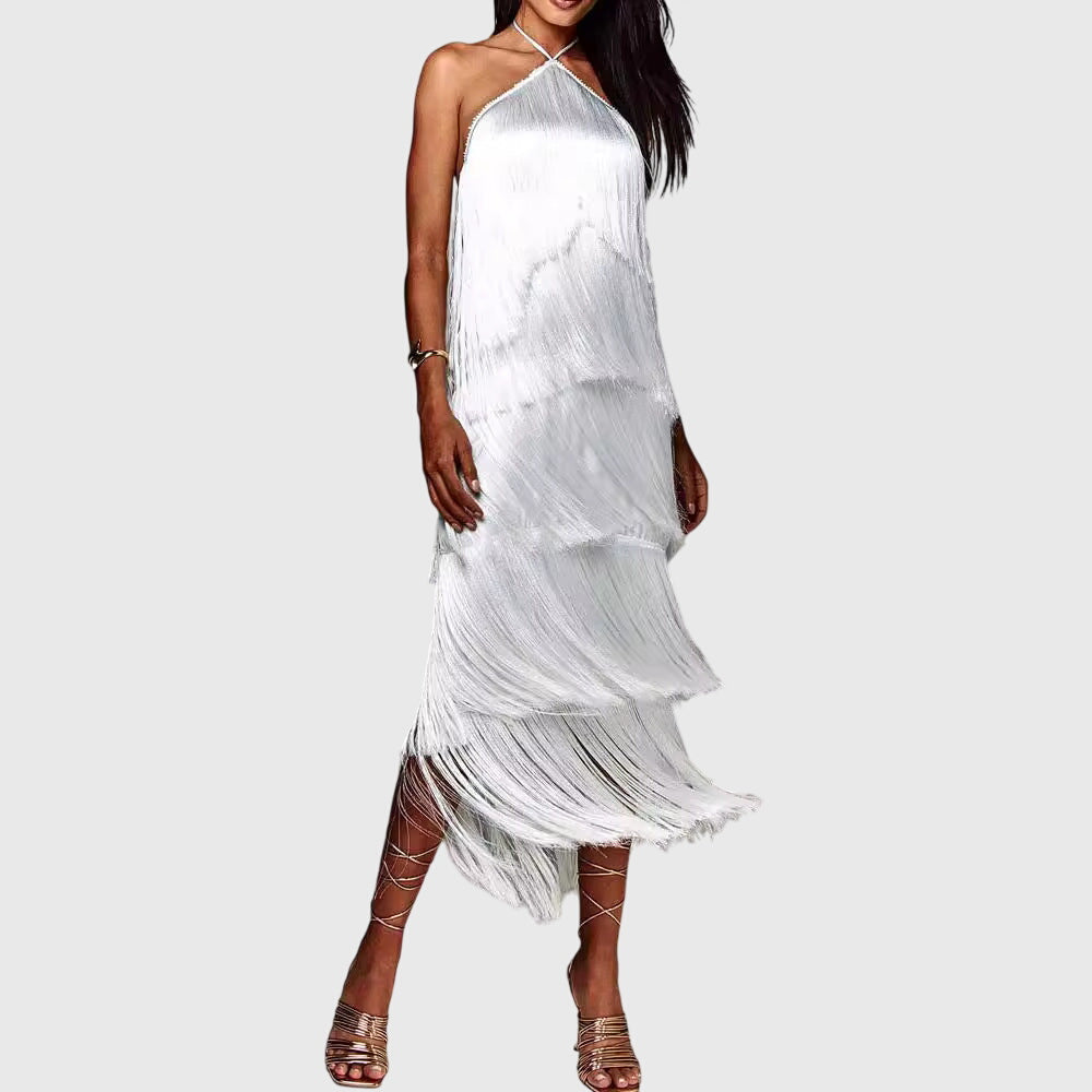 Women's Artiselle Tassel Dress - Halter Neck with Tassel Details