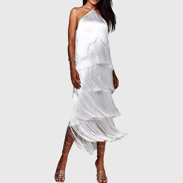 Women's Artiselle Tassel Dress - Halter Neck with Tassel Details