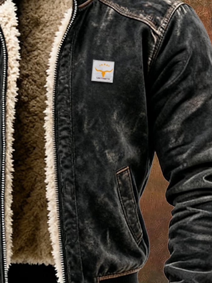 Men's Sherpa-Lined Bomber Jacket – Warm Leather-Effect Winter Coat – view 4