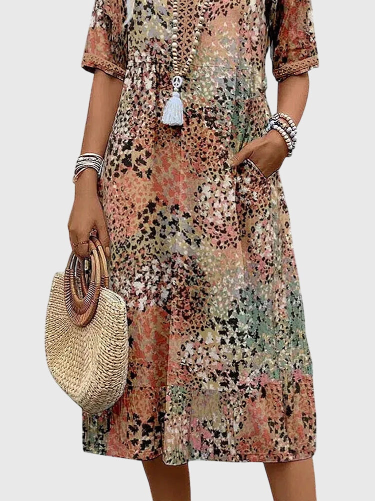 Women's Floral Midi Dress - Elegant & Versatile for Any Occasion