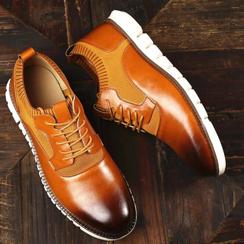 Men's Leather Knit Oxford Trainers – Smart Casual Hybrid Shoes – view 3