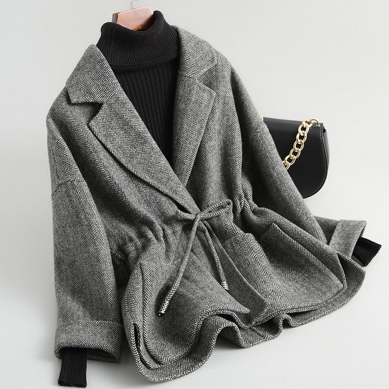 Women's Wool Knit Cardigan – Shawl Collar & Tie Waist – view 5