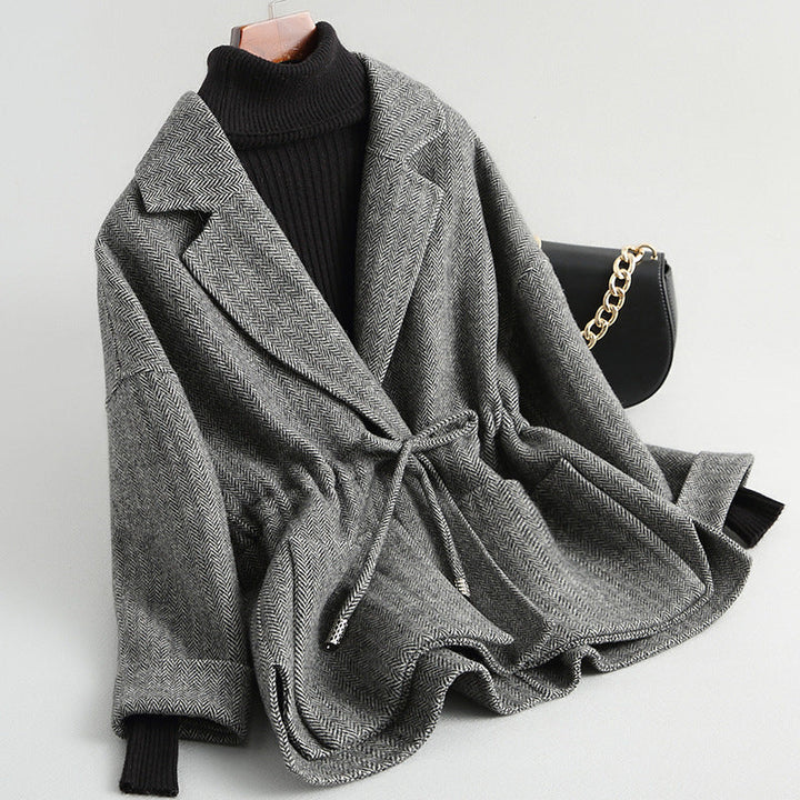 Women's Wool Knit Cardigan – Shawl Collar & Tie Waist – view 5