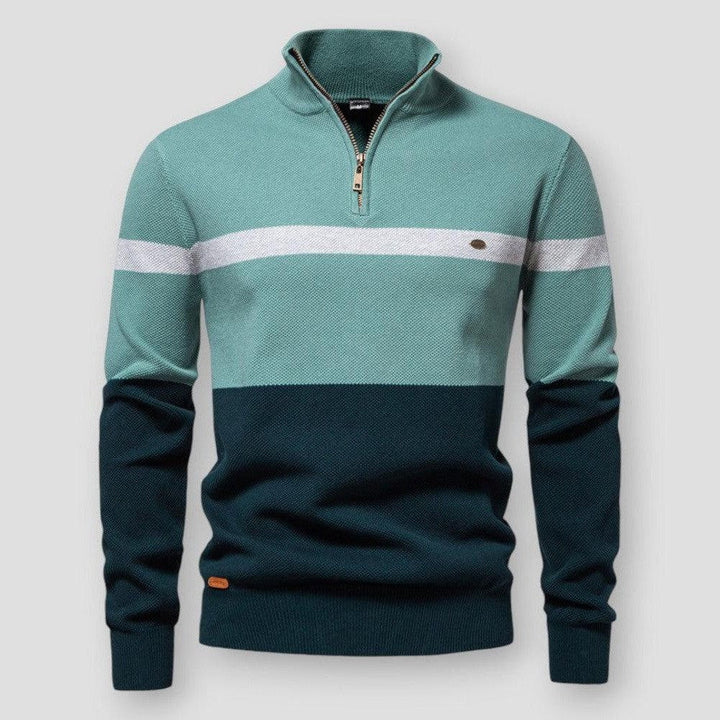 Men's Zephyr Half-Zip Knit Jumper – Stand Collar All-Season – Green
