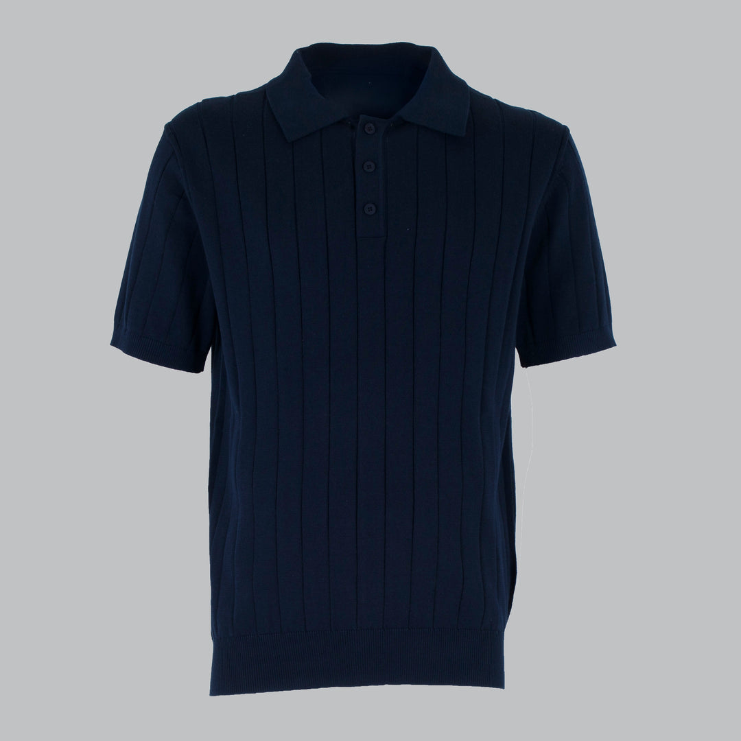 Men's Cotton Crepe Knit Polo Shirt – Revere Collar Summer Knit – view 3