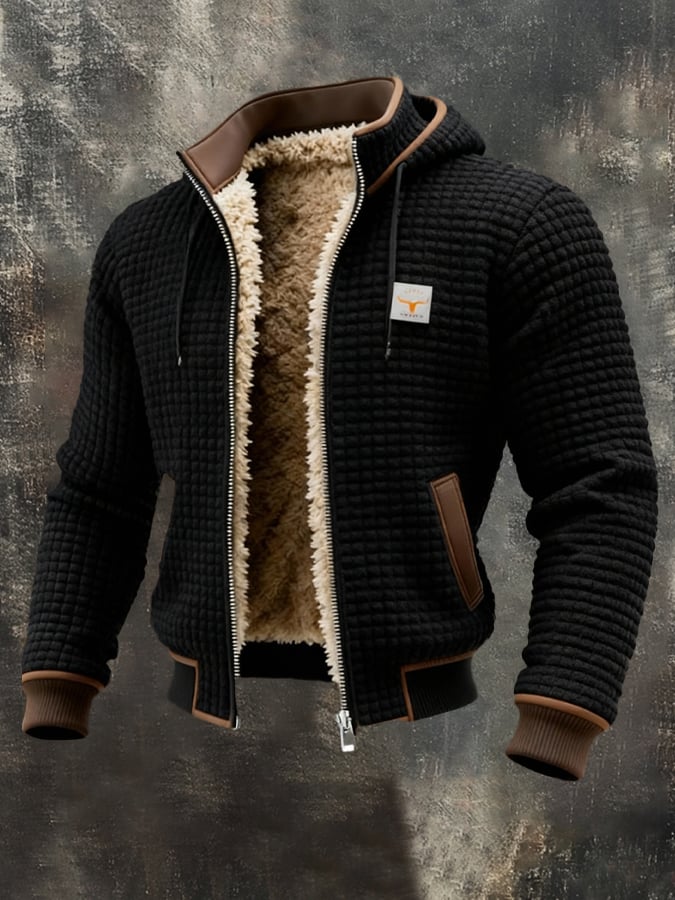 Men's Sherpa-Lined Bomber Jacket – Fleece Warmth – Leather Trim – view 2