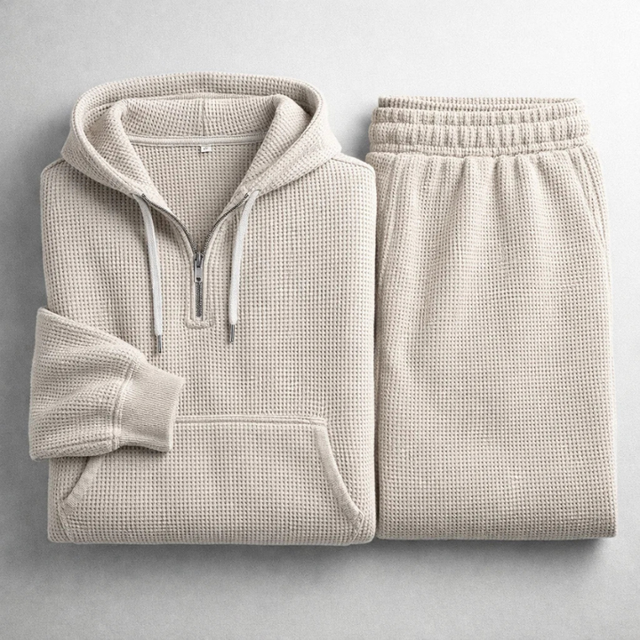 Men's Waffle-Knit Set – Quarter-Zip Hoodie & Joggers – view 4