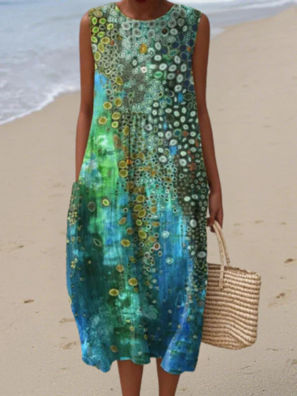 Women's Reef Print Midi Dress - Breezy Ocean-Inspired Look