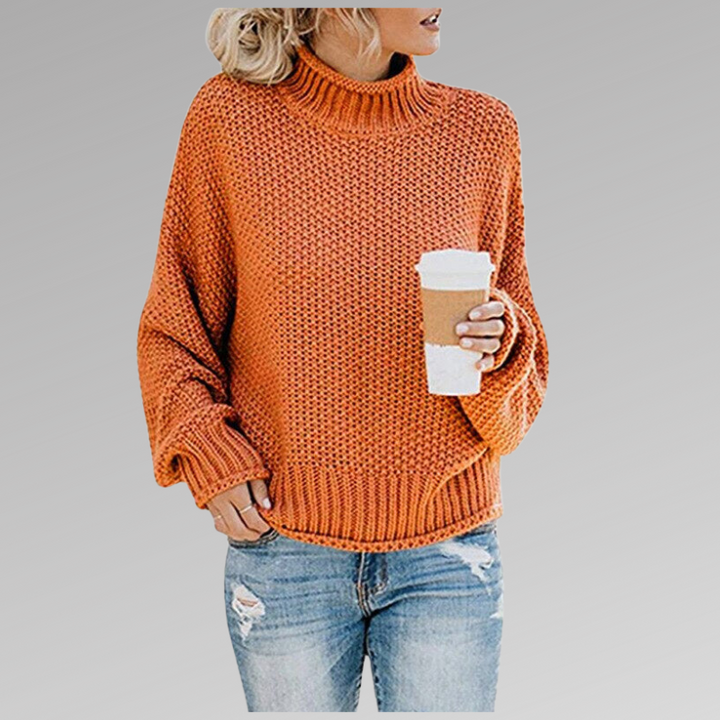 Women's High-Neck Pullover Sweater - Everyday Elegance