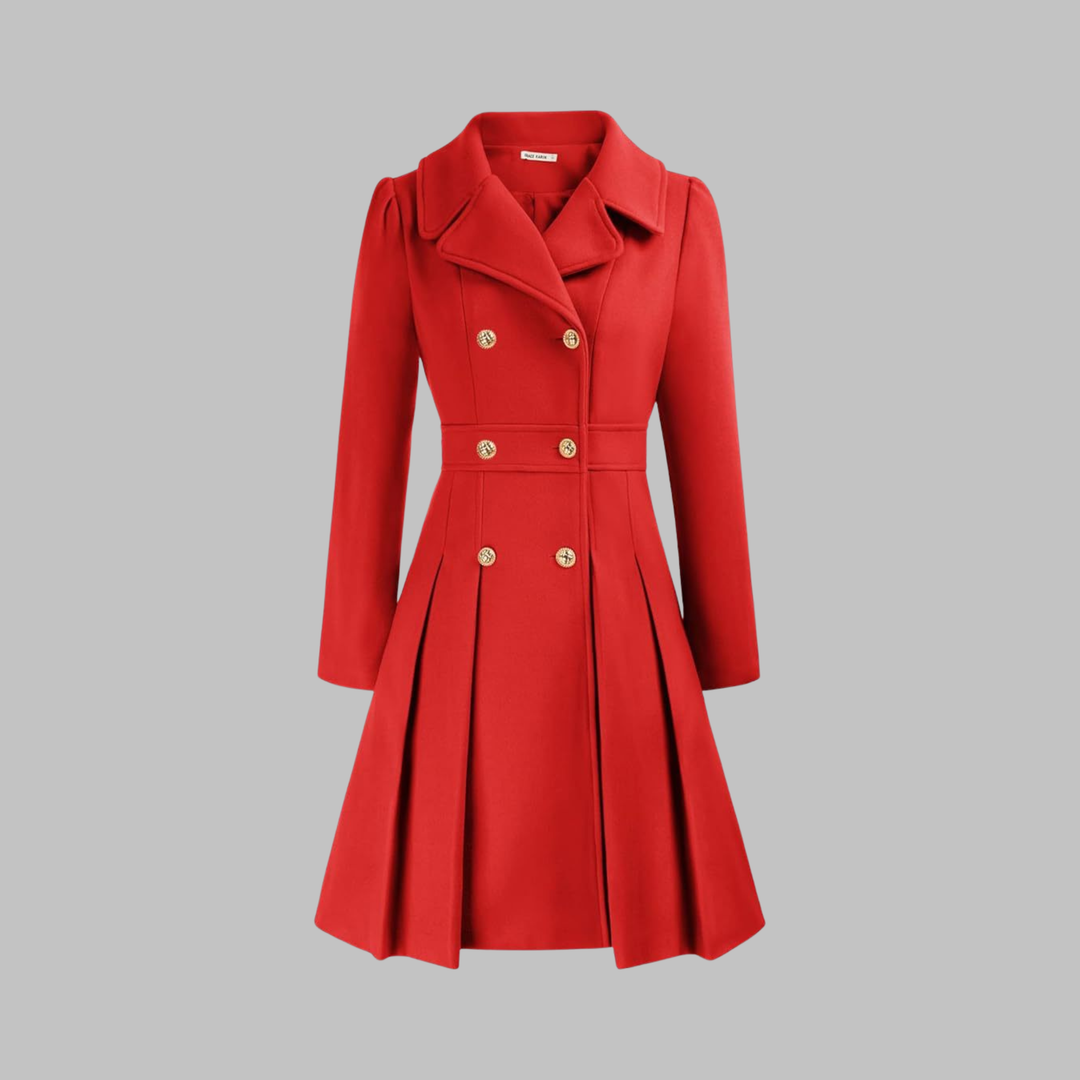 Women's Double Button Long Sleeve Coat - Elegant & Timeless