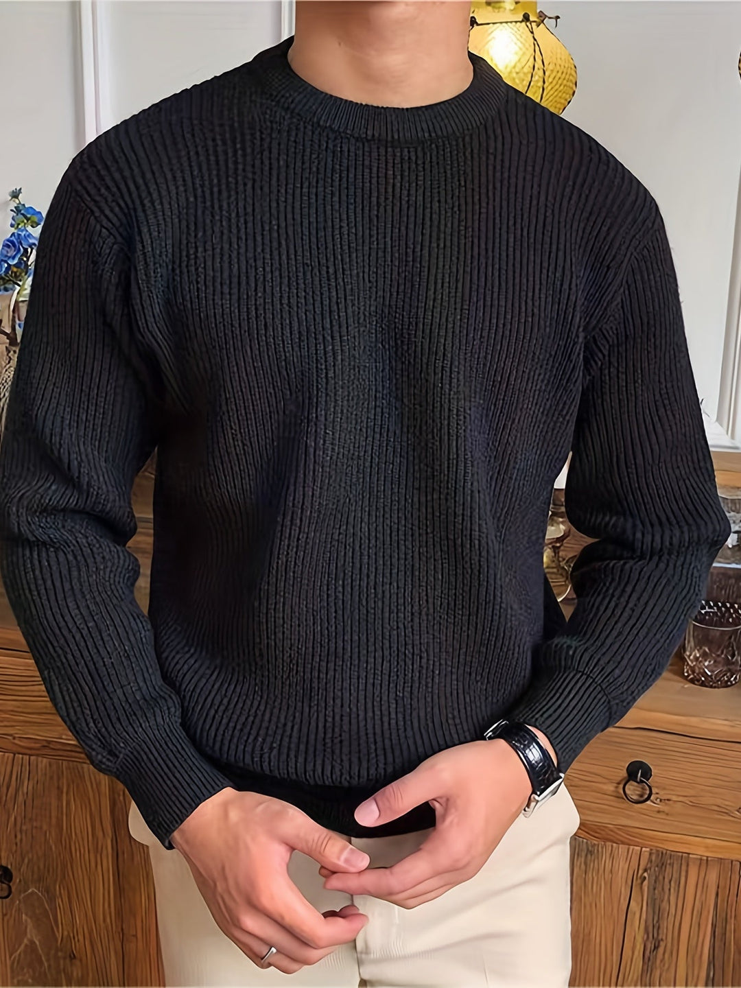 Milan Men's Crew Neck Knit Jumper – Soft Everyday Knitwear – view 3