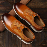 Men's Leather Knit Oxford Trainers – Smart Casual Hybrid Shoes