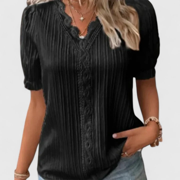 Women's Elegant V-Neck Blouse - Breezy Summer Staple