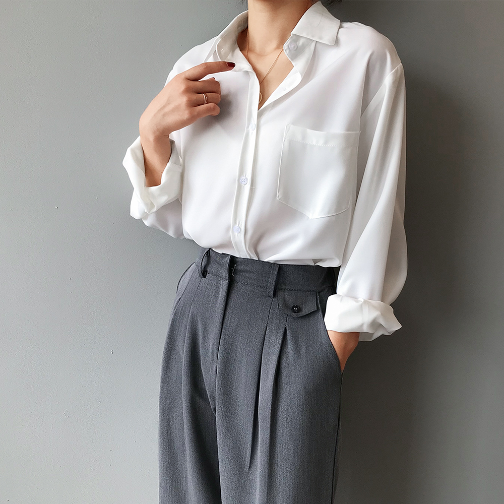 Women's Satin Blouse – Elegant High-Low Hem for Work to Evening – view 4