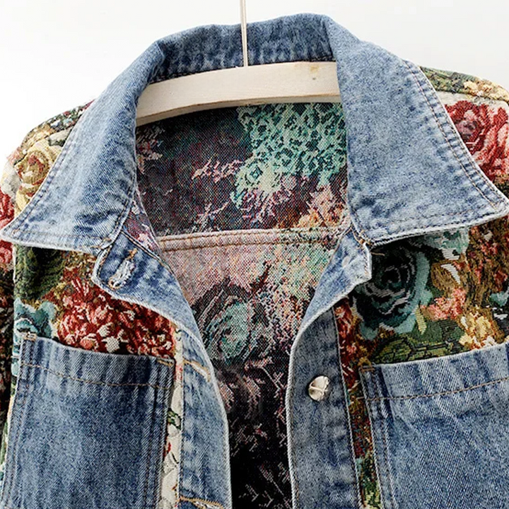 Women's Lyon Blossom Floral Denim Jacket – Organic Cotton – view 3