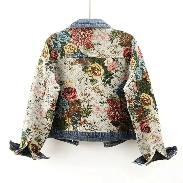 Women's Lyon Blossom Floral Denim Jacket – Organic Cotton – view 2