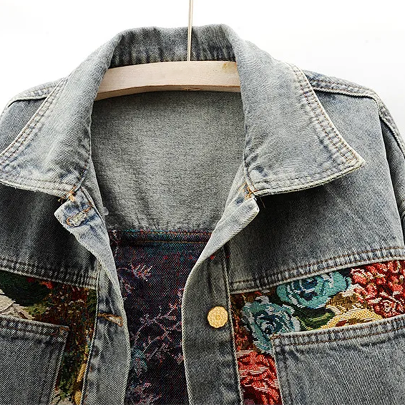 Women's Lyon Blossom Floral Denim Jacket – Organic Cotton – view 8