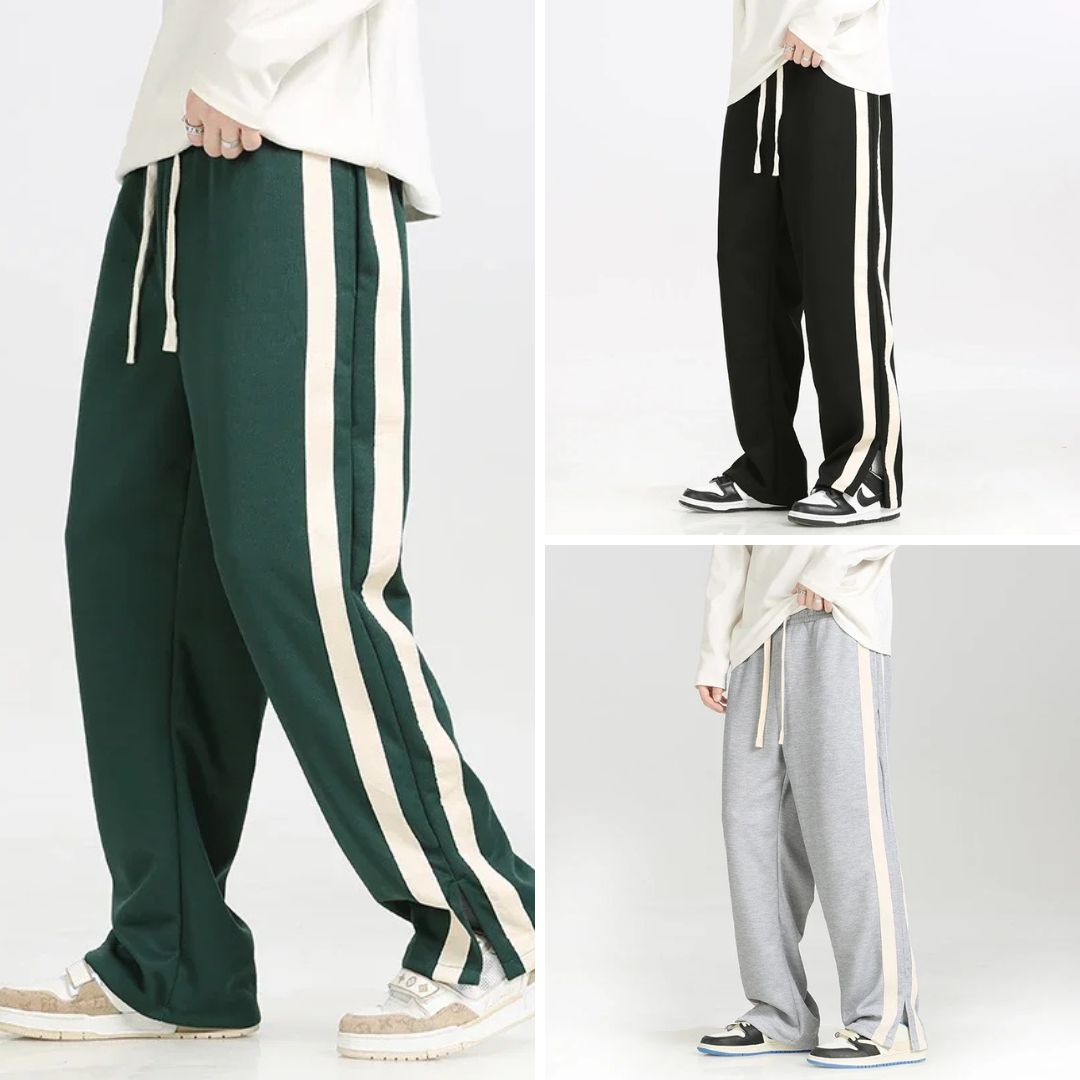 Men's Wide-Leg Retro Joggers – Soft Side-Stripe Track Trousers – view 11