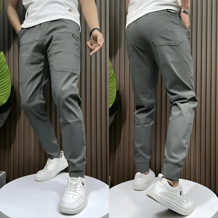 Men's Cotton-Blend Cargo Joggers – Relaxed Utility Trousers – Dark Grey