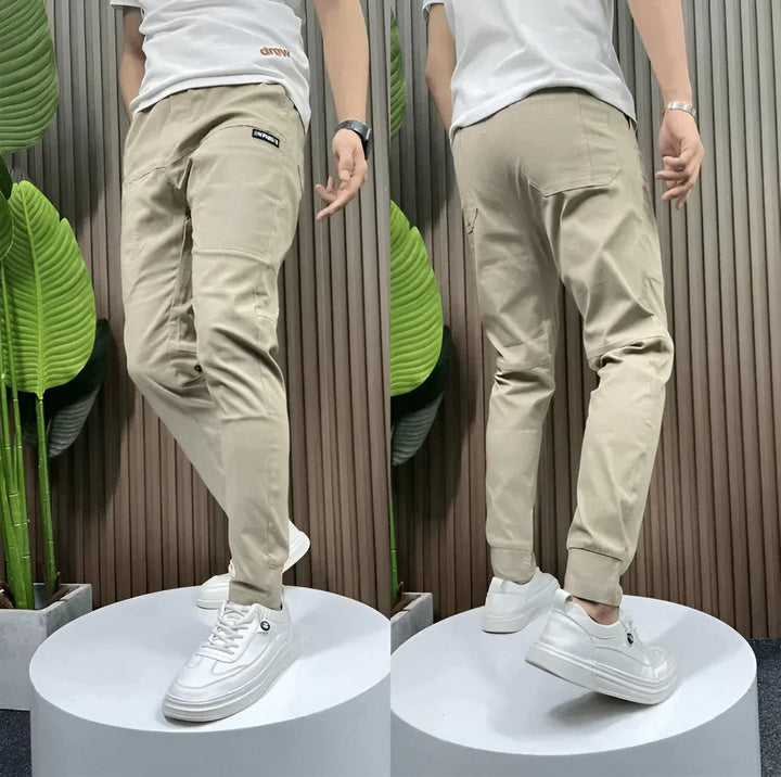 Men's Cotton-Blend Cargo Joggers – Relaxed Utility Trousers – Beige