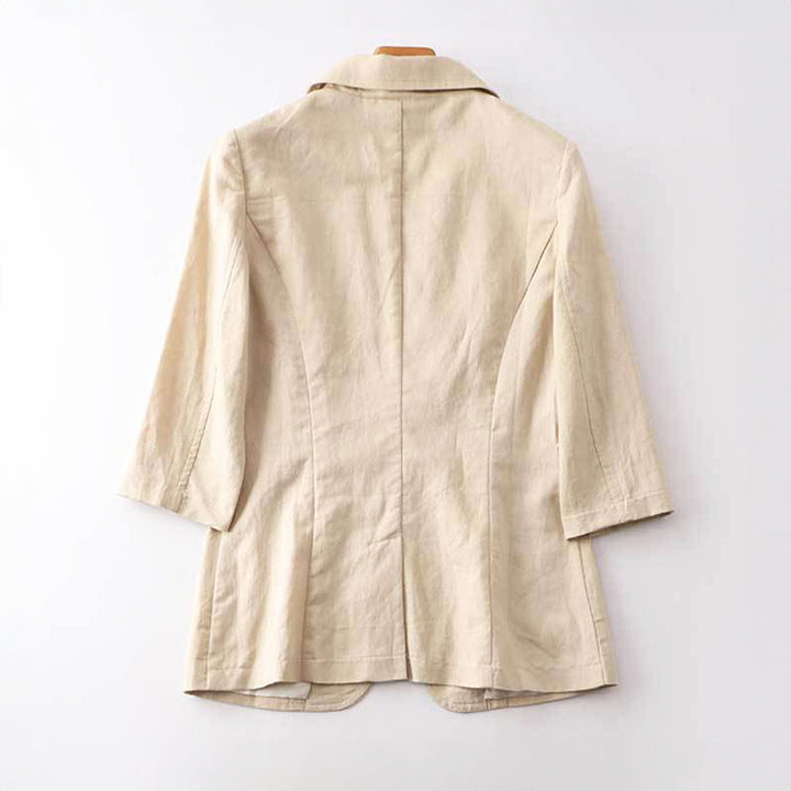 Women's Linen Blazer – Valentina Tailored 3/4 Sleeve Jacket