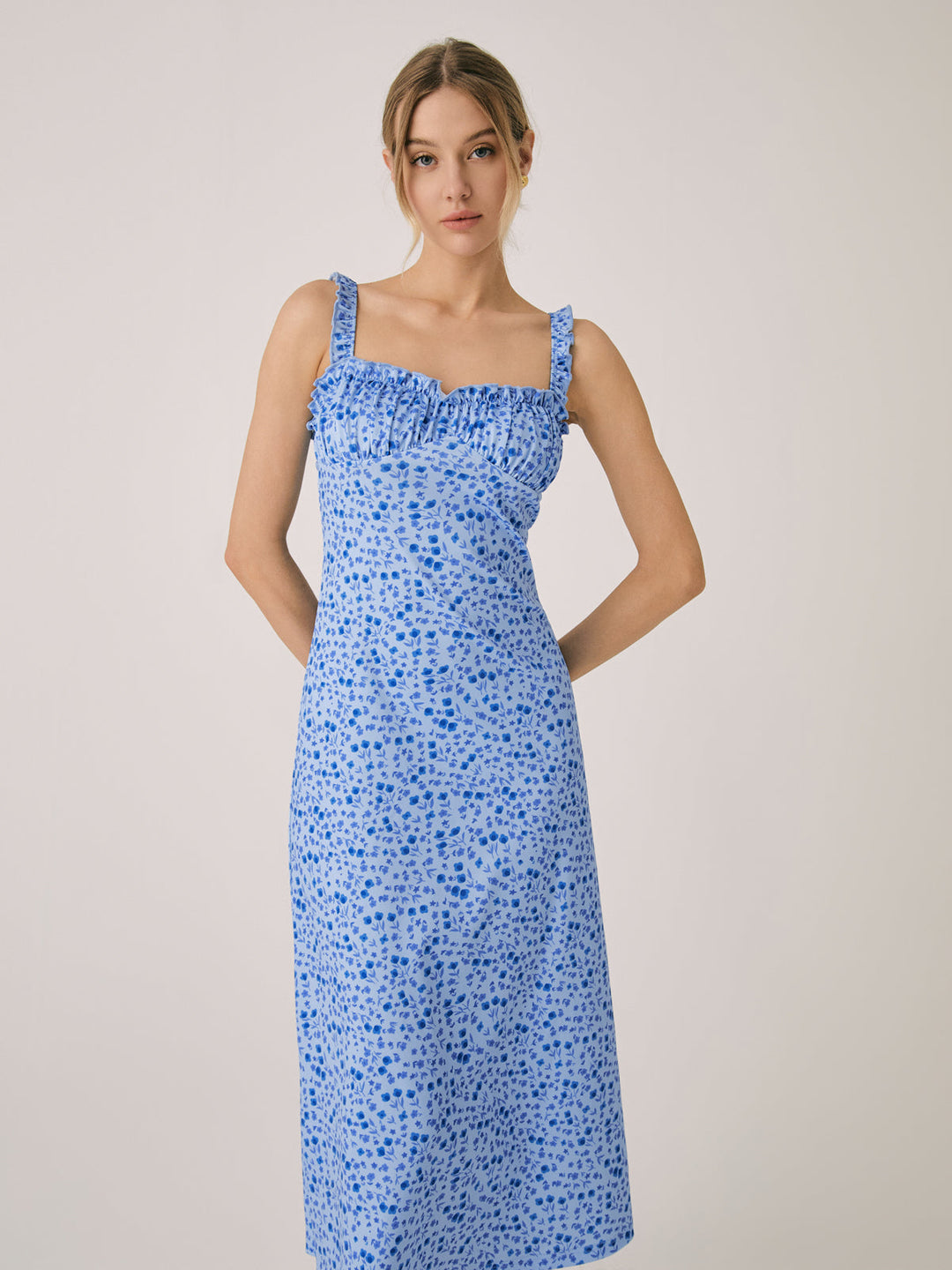 Women's Sleeveless Floral Boho Midi Dress – Soft Stretch Jersey – view 8