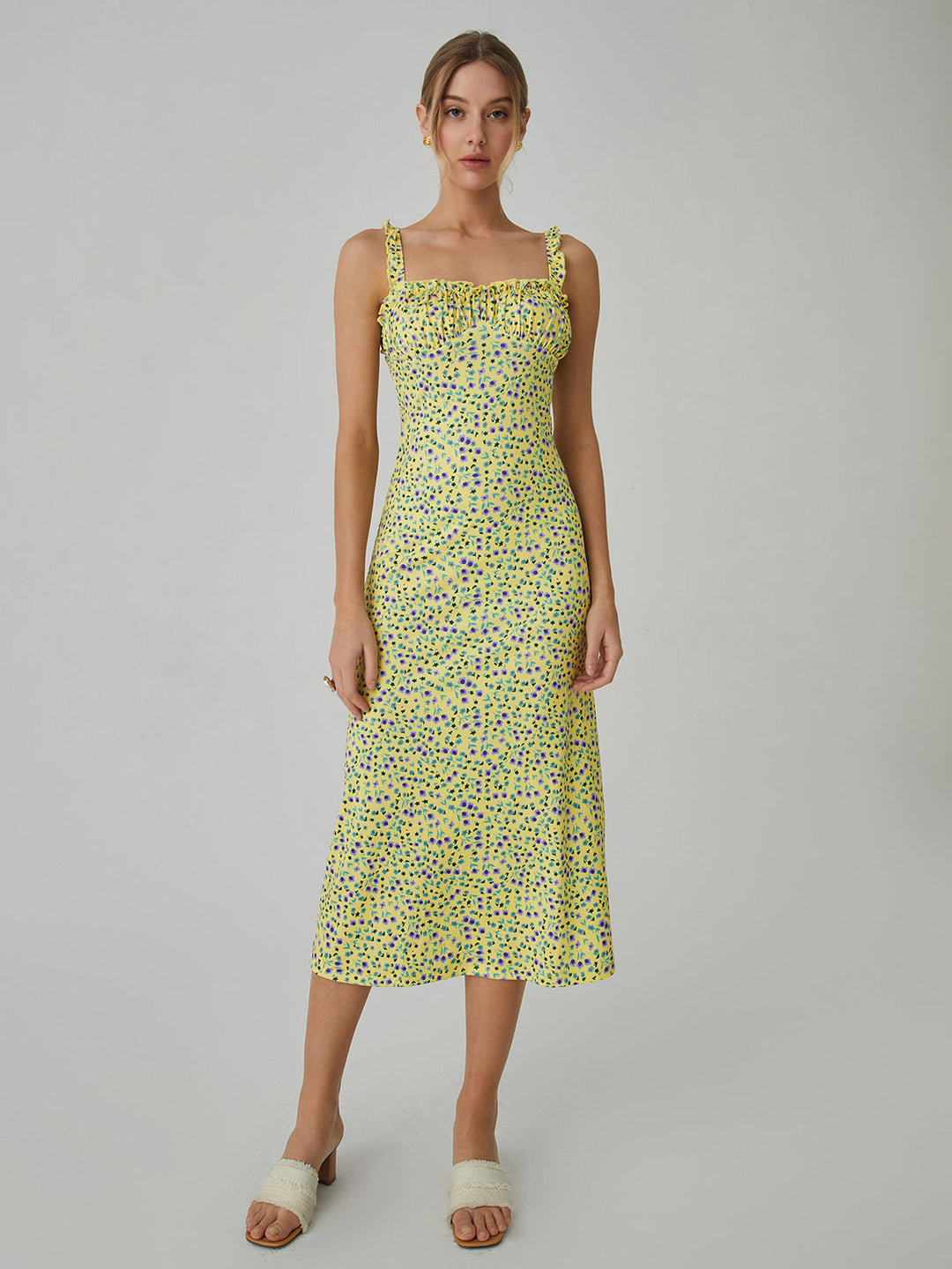 Women's Sleeveless Floral Boho Midi Dress – Soft Stretch Jersey