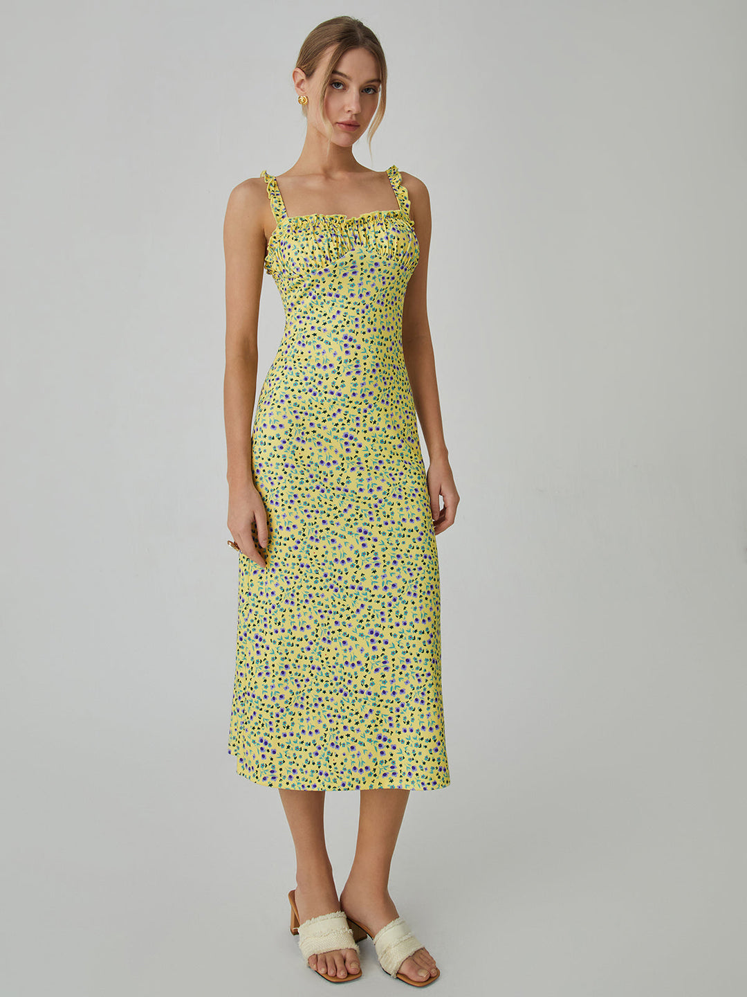 Women's Sleeveless Floral Boho Midi Dress – Soft Stretch Jersey