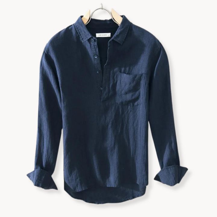 Men's Linen Popover Shirt – Relaxed Half-Placket Summer Style – view 10