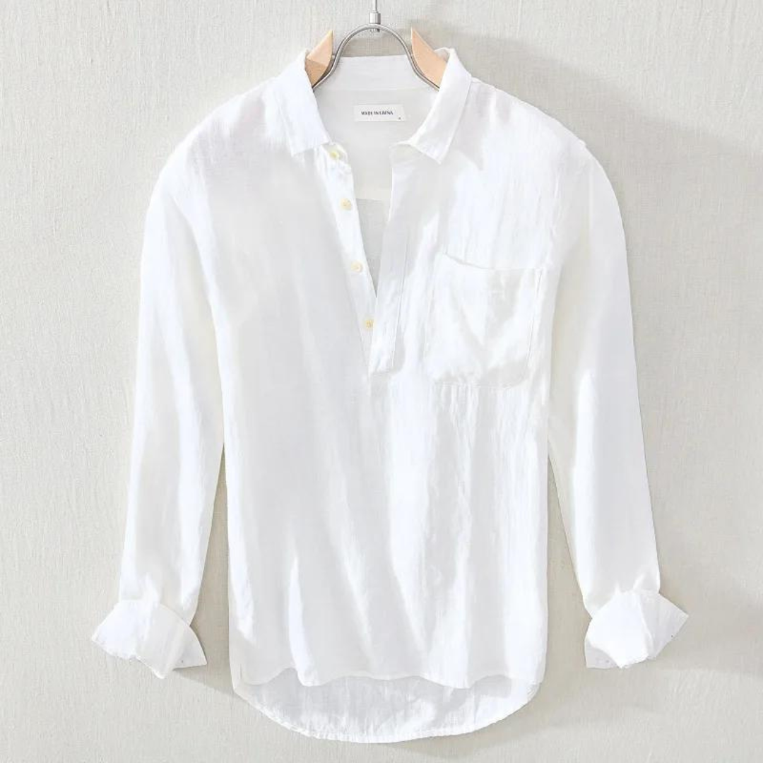 Men's Linen Popover Shirt – Relaxed Half-Placket Summer Style