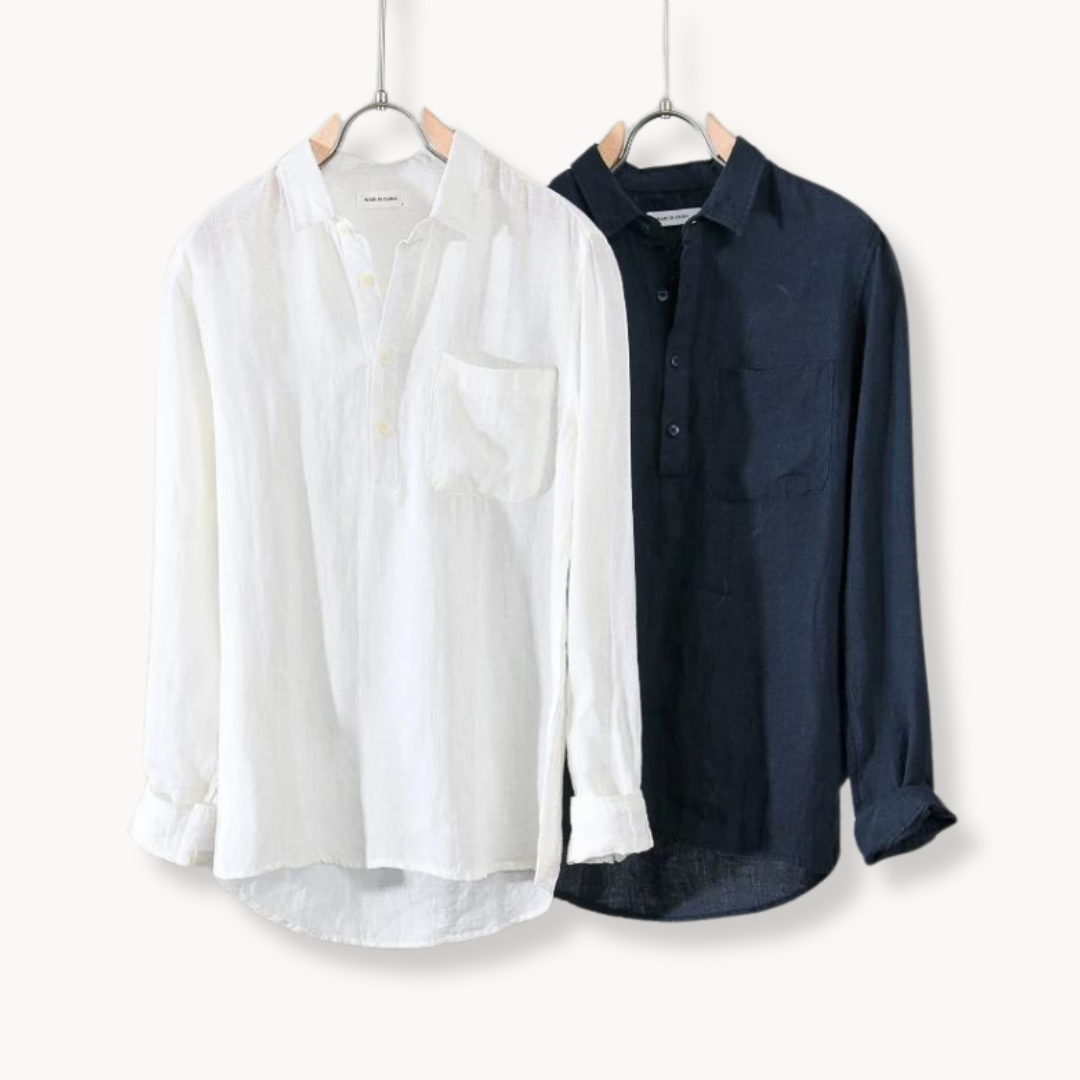 Men's Linen Popover Shirt – Relaxed Half-Placket Summer Style – view 3