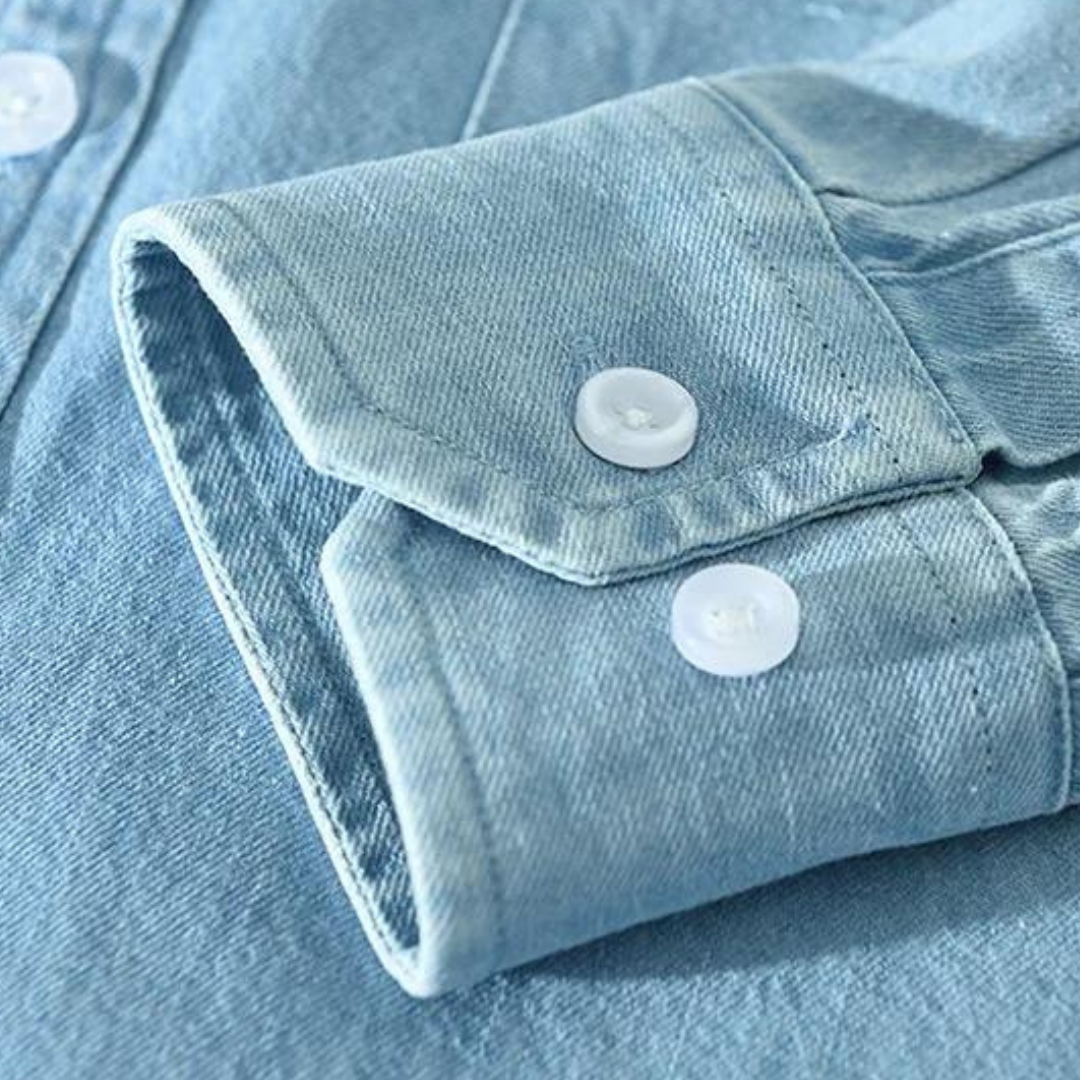 Men's Stretch Cotton Denim Shirt – Modern Fit Casual Layering – view 8