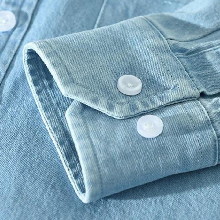 Men's Stretch Cotton Denim Shirt – Modern Fit Casual Layering – view 8