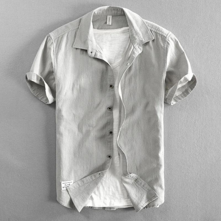 Men's Cotton Linen Shirt – Smart Casual Office to Weekend – Light Grey