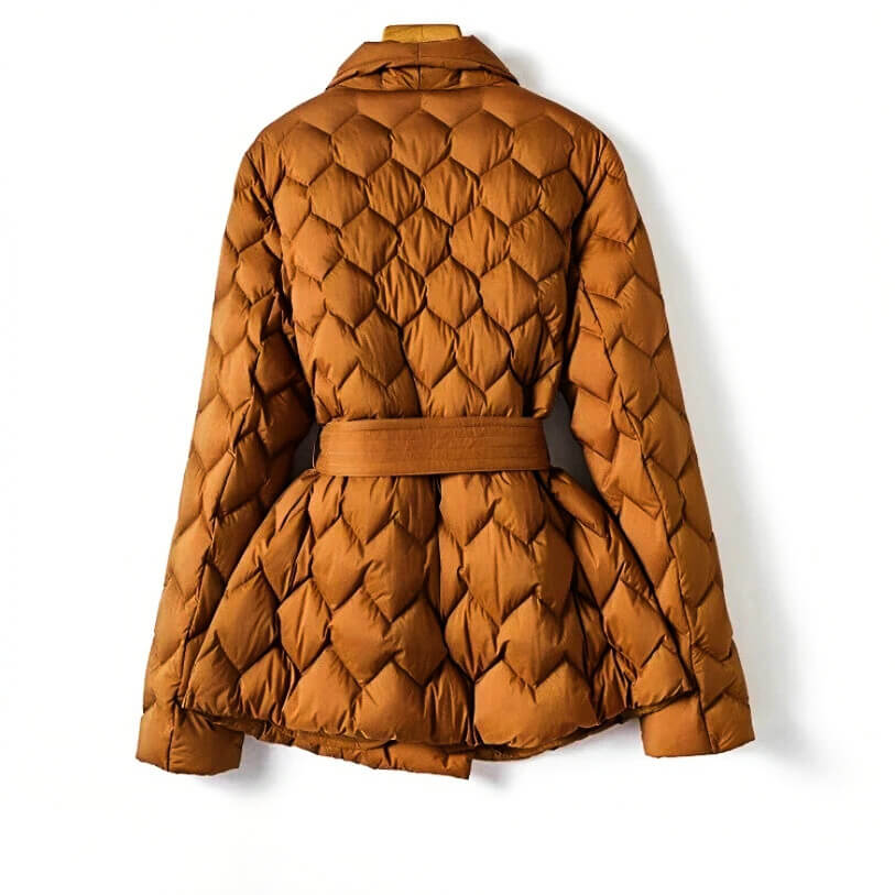 Women's Geometric Quilted Wrap Jacket – Tie-Waist Layering – view 4
