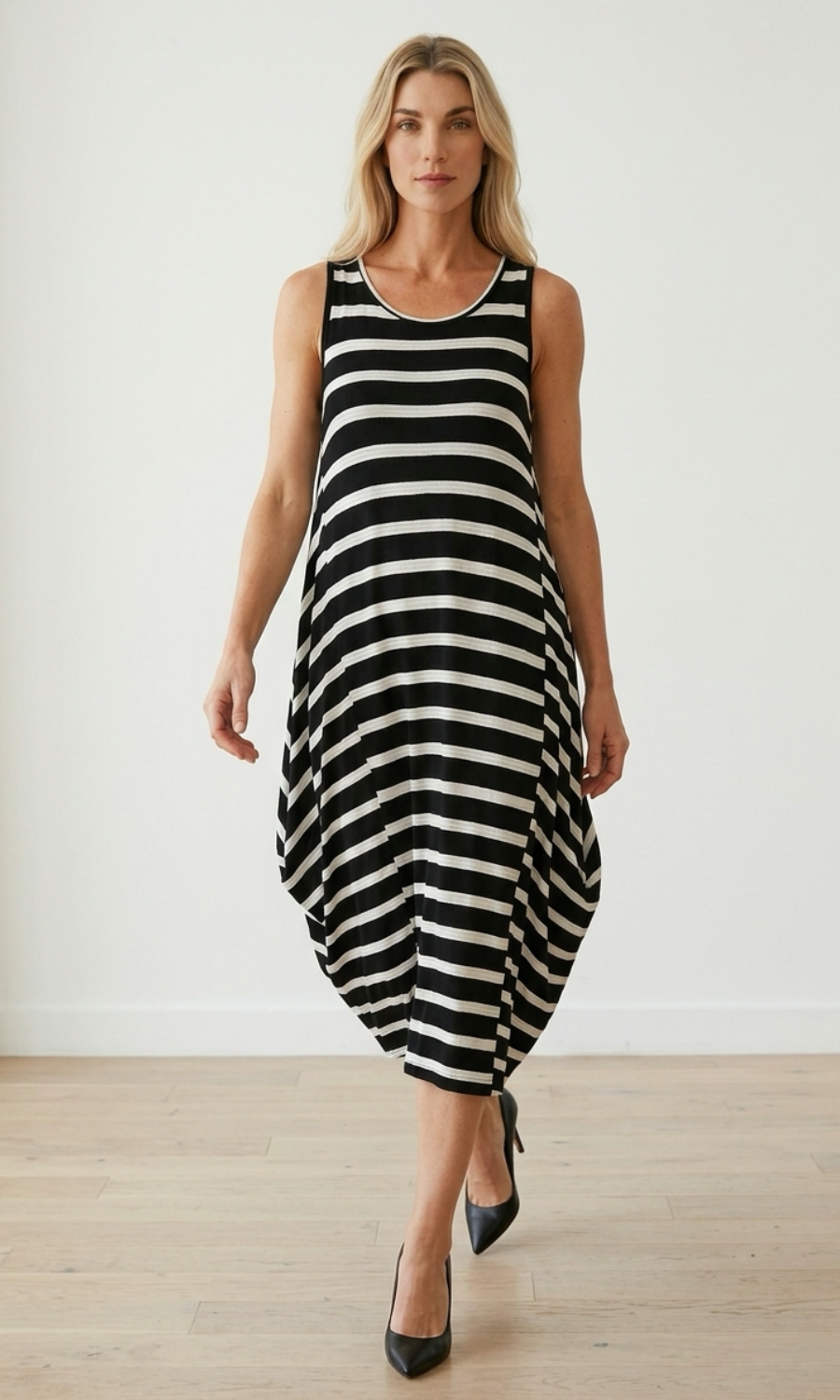 Women's Sleeveless Swing Midi Dress – Soft Stretch Viscose – view 4
