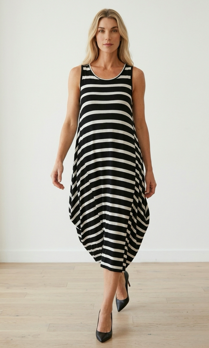 Women's Sleeveless Swing Midi Dress – Soft Stretch Viscose – view 4
