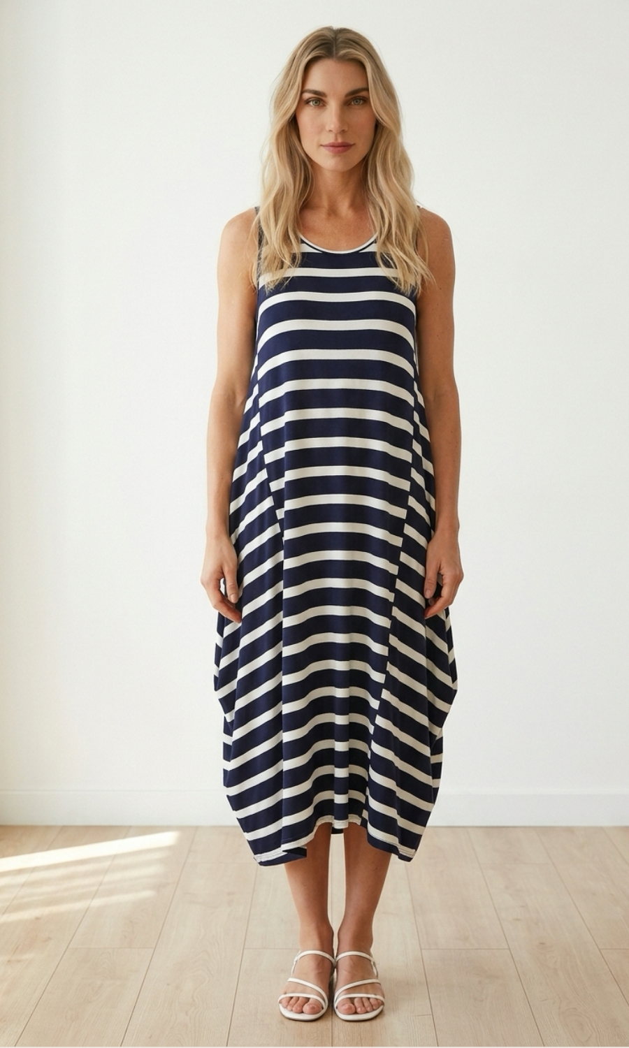 Women's Sleeveless Swing Midi Dress – Soft Stretch Viscose – view 8