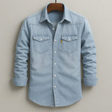 Men's Soft-Washed Denim Shirt – Casual Snap-Pocket Button-Down