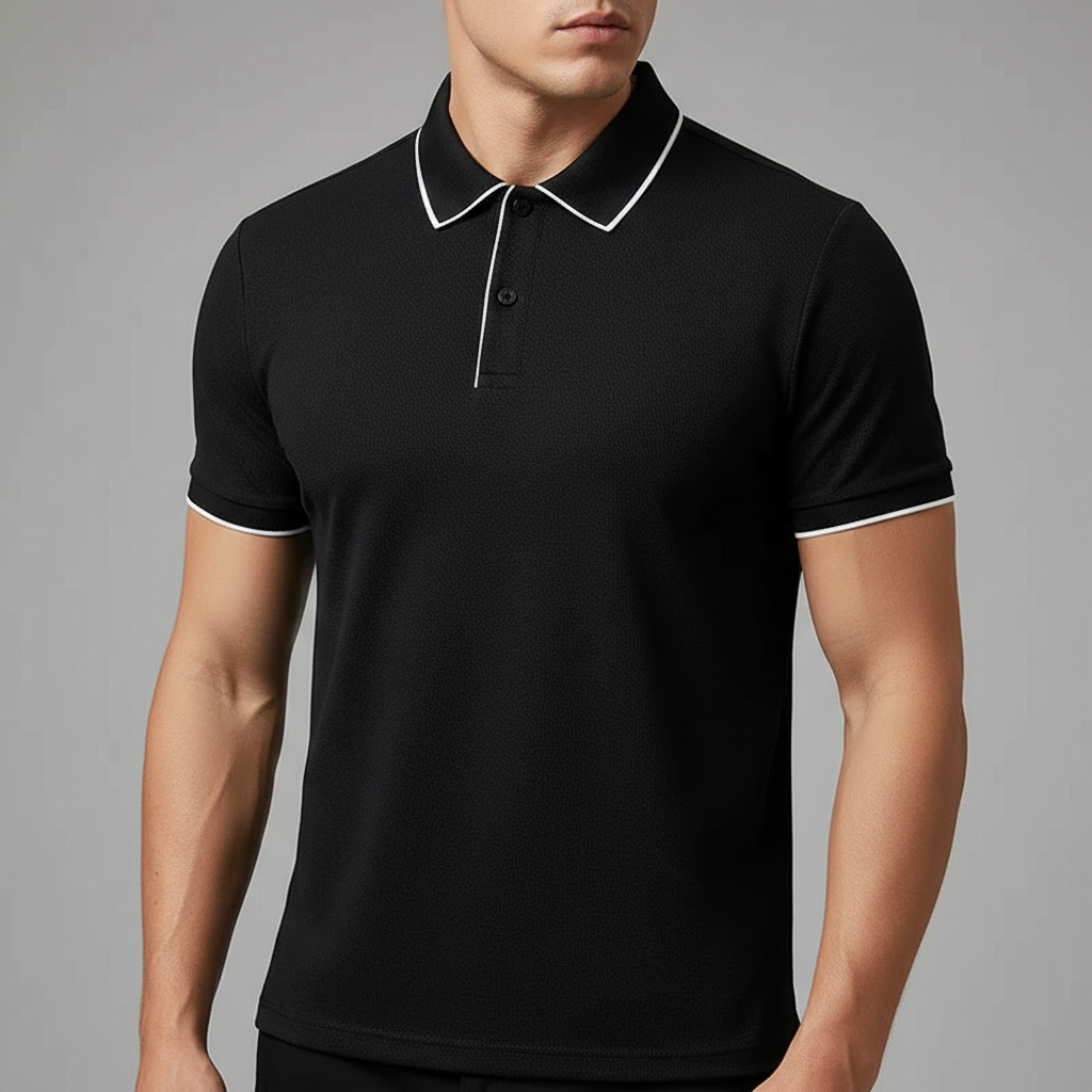 Men's Textured Knit Polo Shirt – Breathable Stretch Performance Polo – view 11