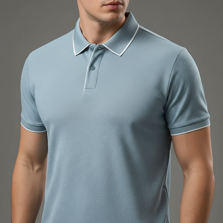 Men's Textured Knit Polo Shirt – Breathable Stretch Performance Polo – view 7