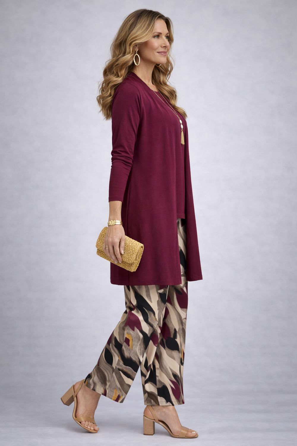Women's Classic Patterned Three-Piece Set - Lightweight & Breathable