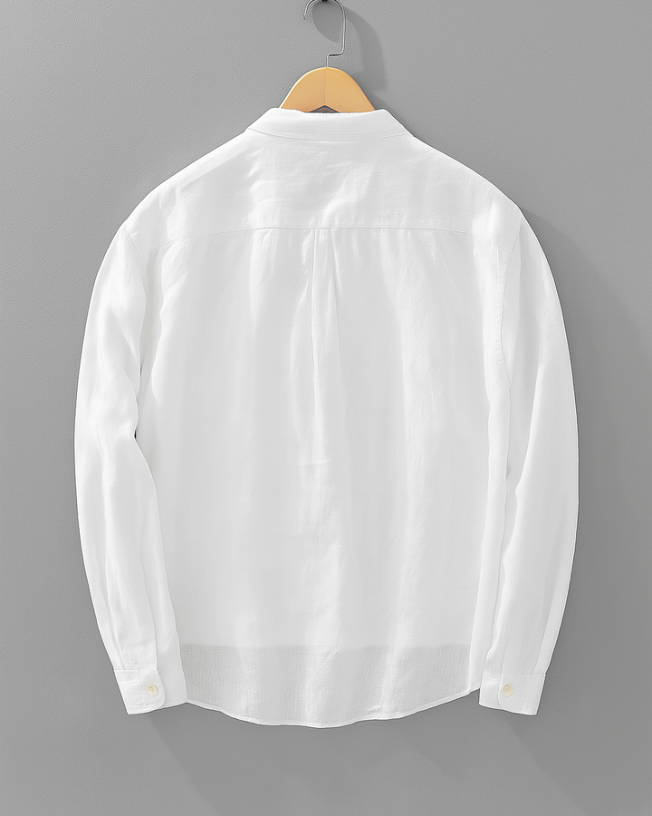 Men's Linen-Cotton Popover Shirt – Relaxed Half-Placket Style – view 3