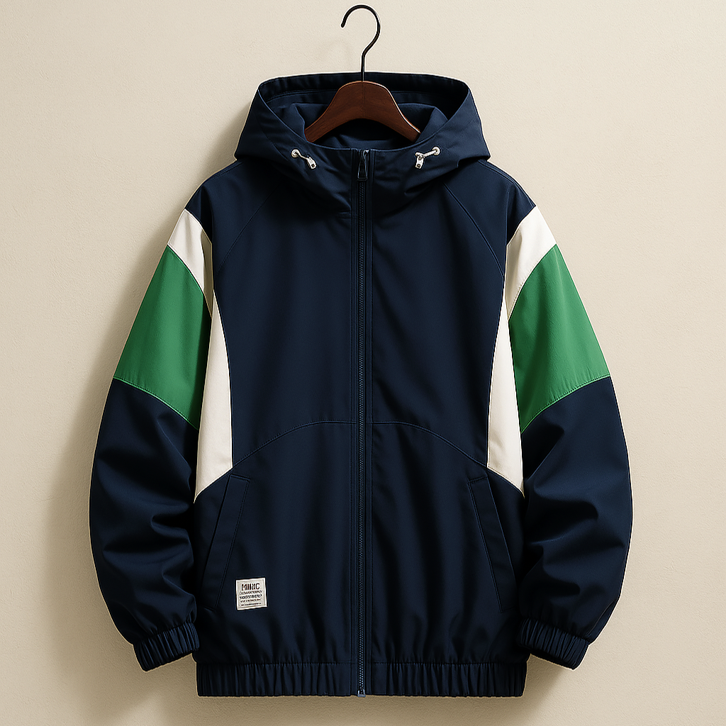 Men's Lightweight Hooded Windbreaker – Water-Resistant Jacket – Blue