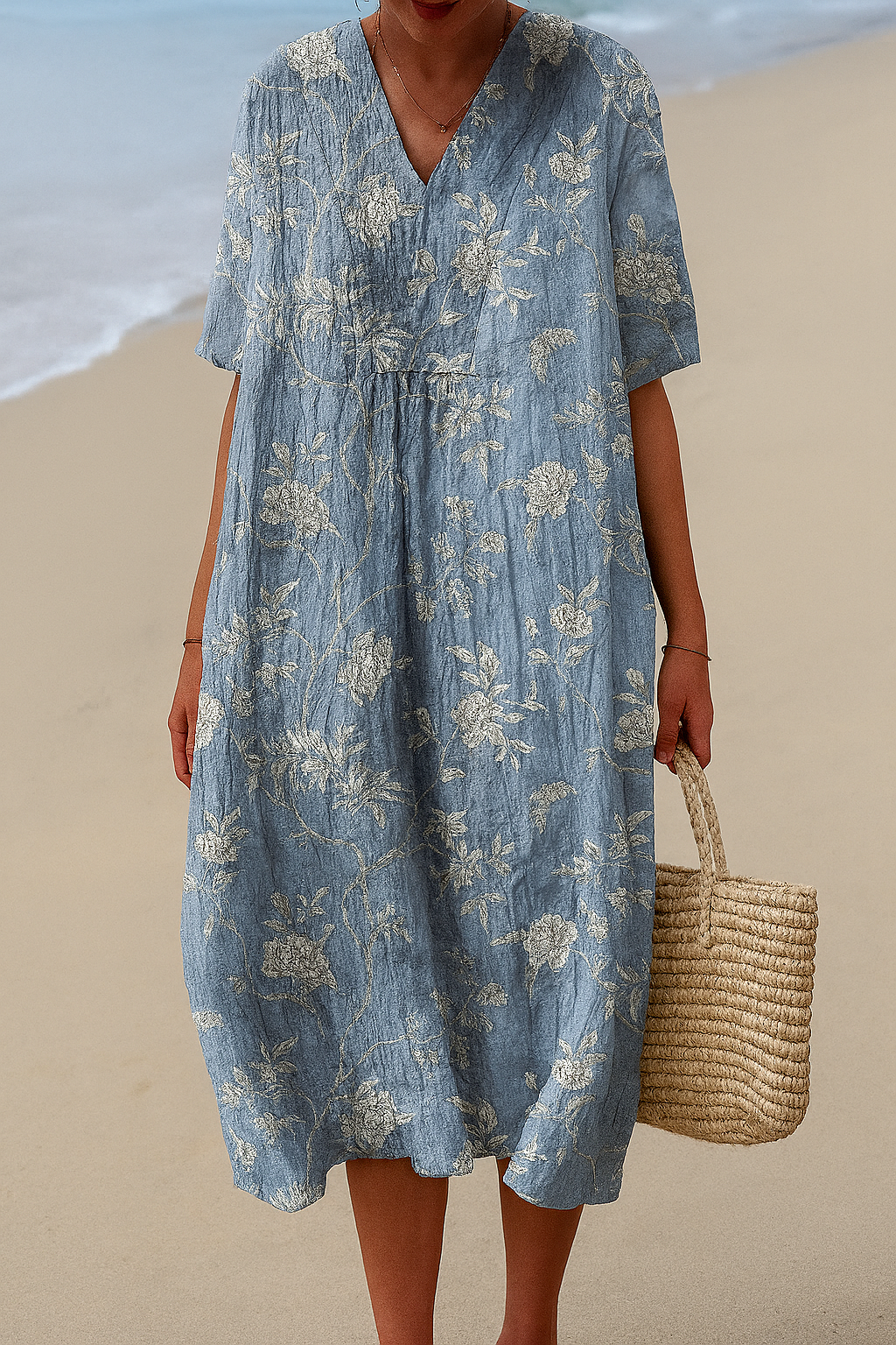 Women's Cotton Printed Dress - Artistic Summer Style