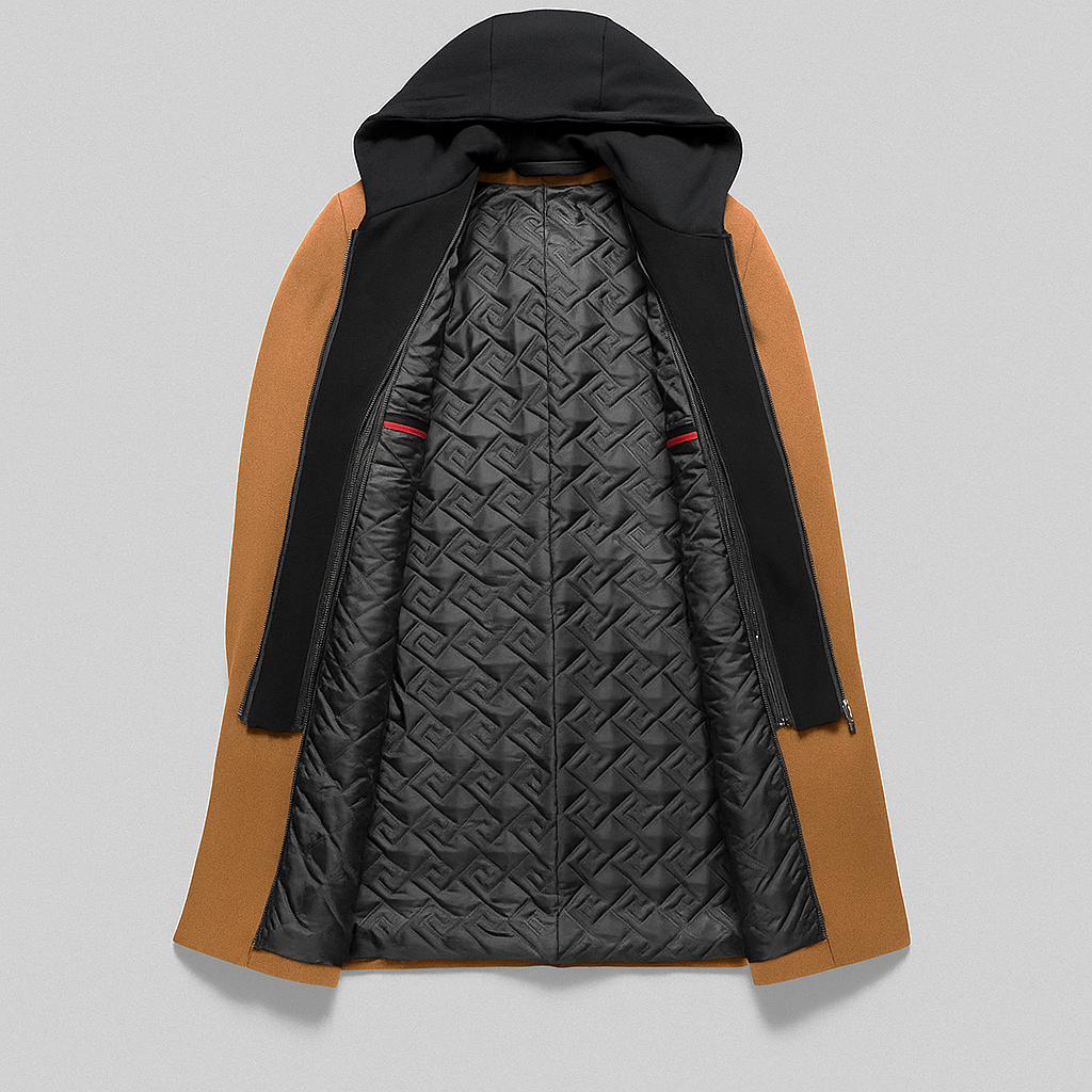 Men's Merino Wool Overcoat – Detachable Hood Winter Coat – view 4