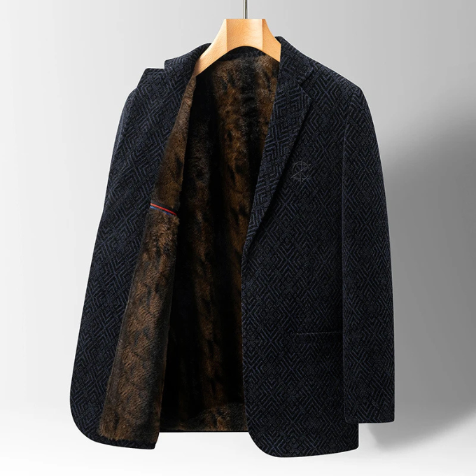 Men's Wool Coat – Faux-Fur Lined Tailored Winter Coat – view 2