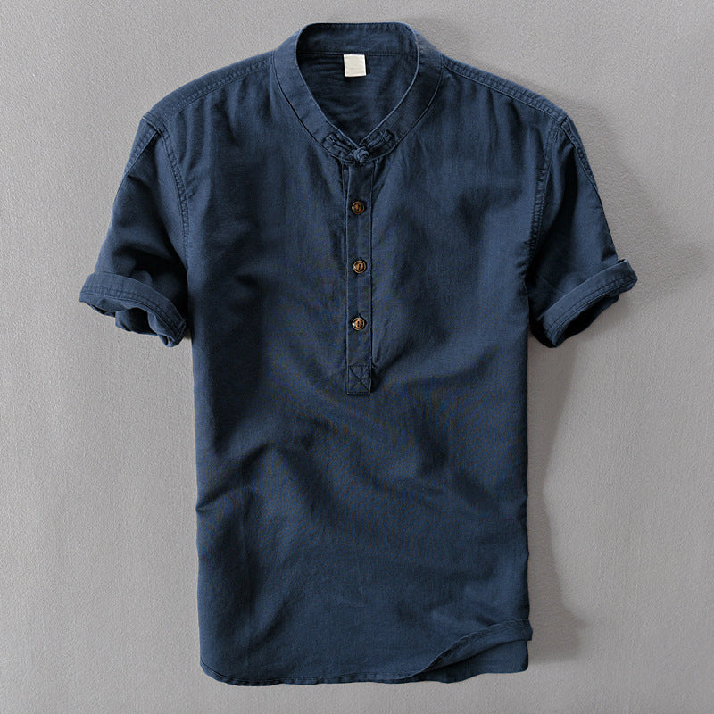 Men's Short Sleeve Linen Shirt – Breathable Summer Button-Down – White