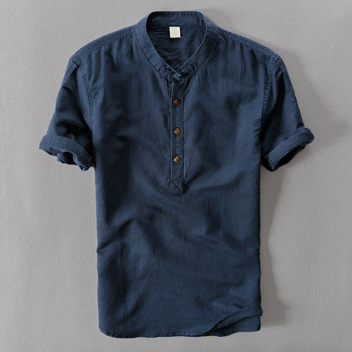 Men's Short Sleeve Linen Shirt – Breathable Summer Button-Down – White